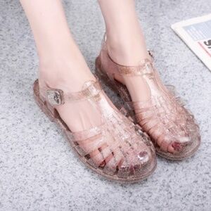Hollow Out Bling Rainproof Jelly Sandals - Women's, Gold Size 9 / 40 EU
